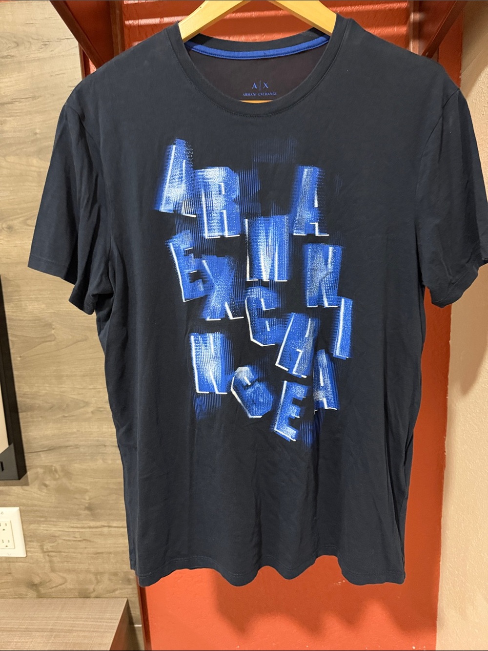 Armani Exchange Navy Pima Cotton Slim Fit Tee